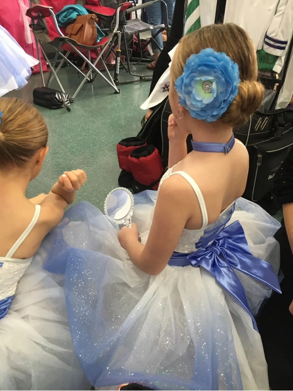 Weissman Sparkling White and Light Blue Ombré Tulle Ballet Dress. Size IC